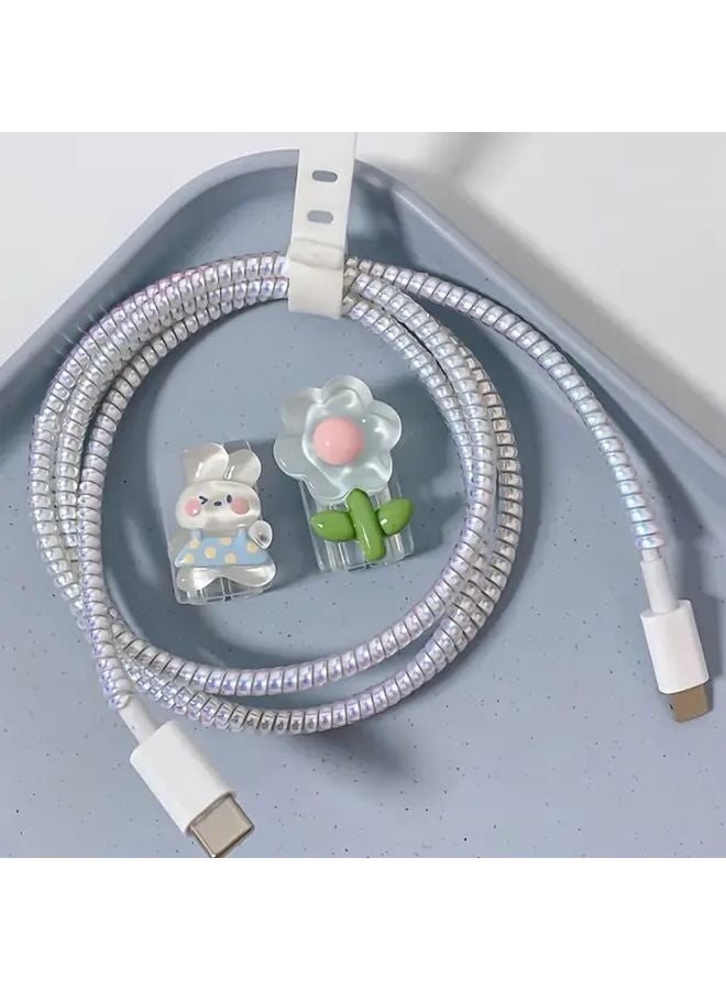 حامي كابل USB الأرنب الشفاف مضاد للتشابك منظف الكابل المتين لشواحن الأجهزة - Image 4